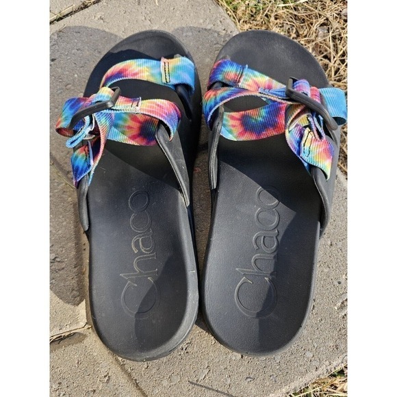 Chaco Women's Chillos Multicolor Tie Dye Slip On Slide Sandals - Size 8 - Picture 4 of 6